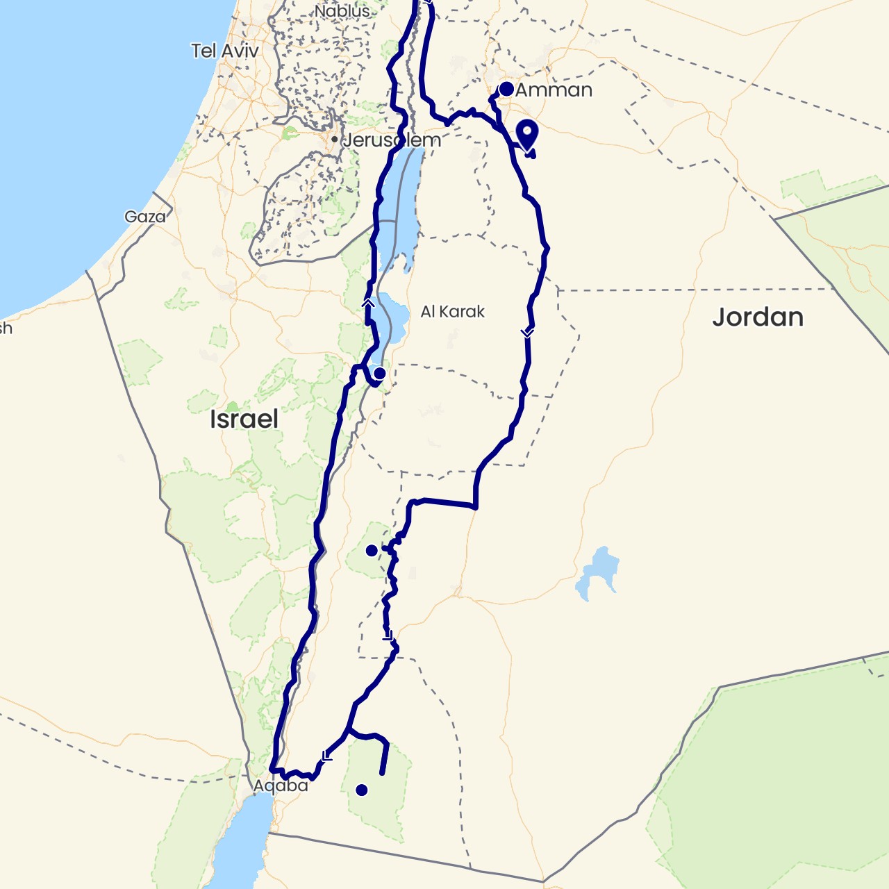 TravelMap itinerary: driving in Jordan (Asia)
