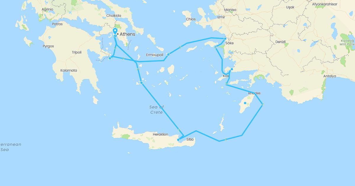 TravelMap itinerary: driving, boat in Greece, Turkey (Asia, Europe)