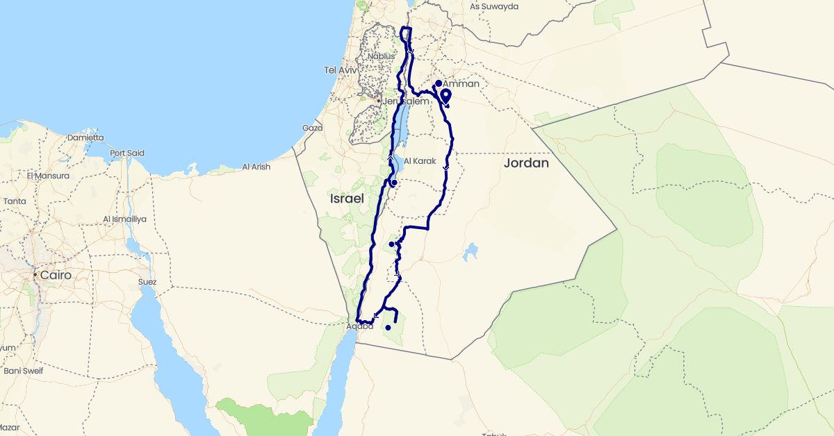 TravelMap itinerary: driving in Jordan (Asia)